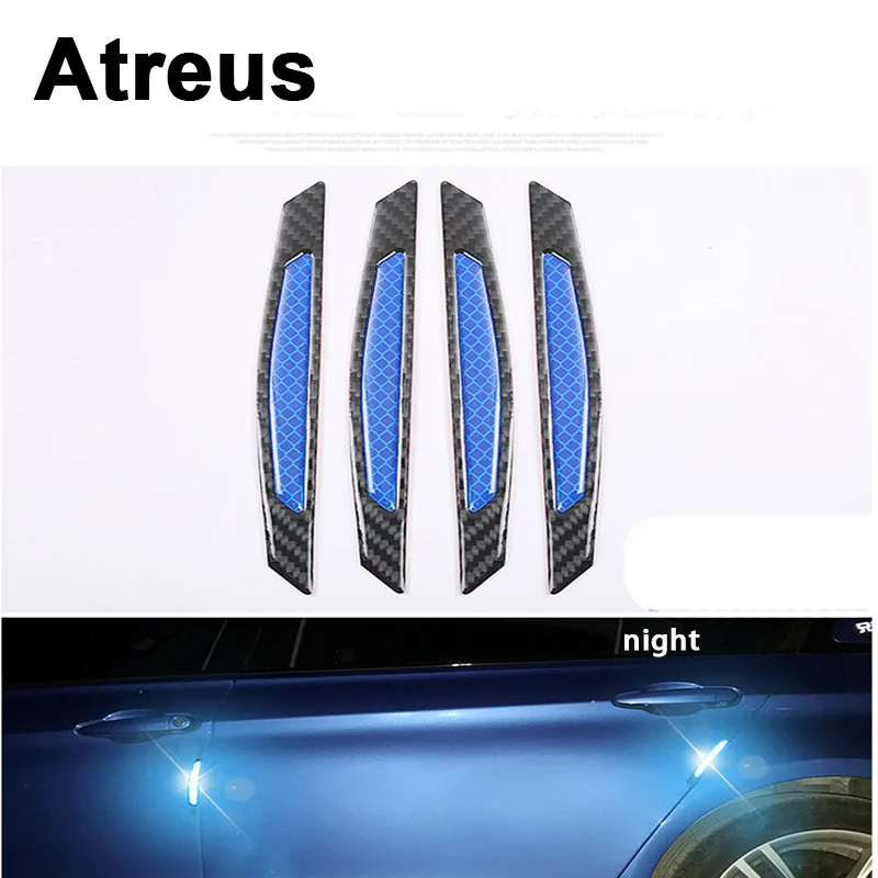 

4 шт., светоотражающие Углеродные наклейки Atreus для Nissan qashqai Citroen c4 c5 c3 Chevrolet cruze aveo Peugeot
