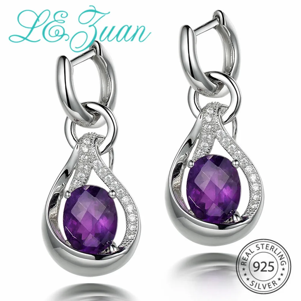 Женские серьги подвески с натуральным аметистом 5 08 карата|drop earrings|jewelry earringsjewelry