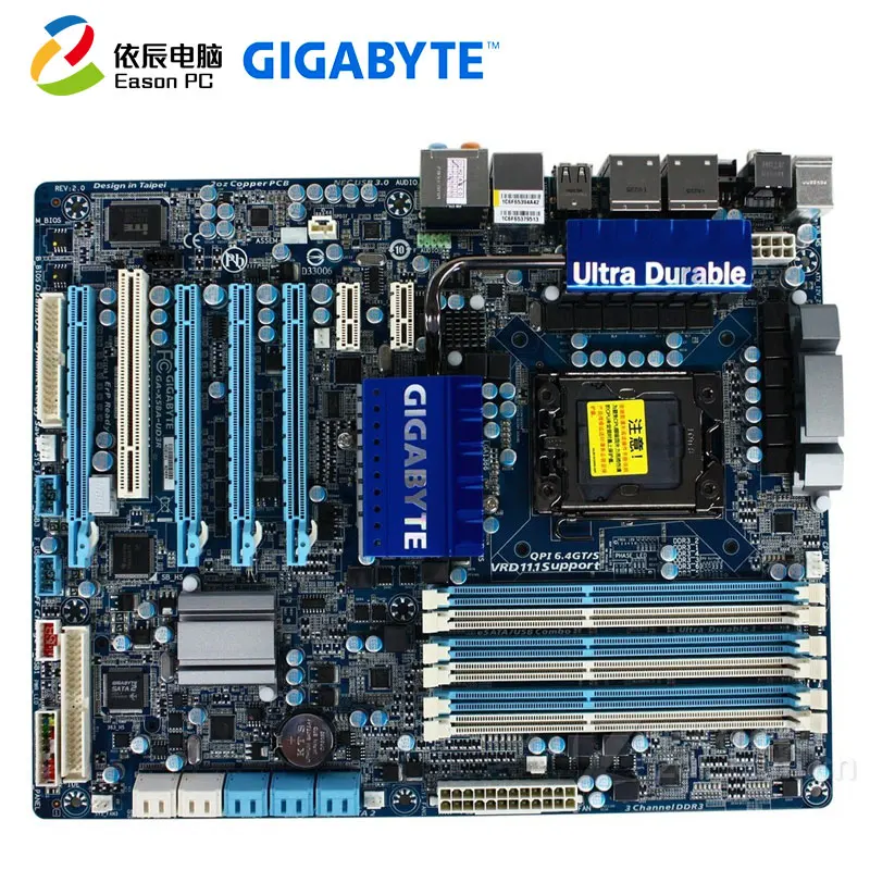 Настольная Материнская плата GIGABYTE GA X58A UD3R LGA1366 i7 DDR3 24G ATX|Материнские платы| |
