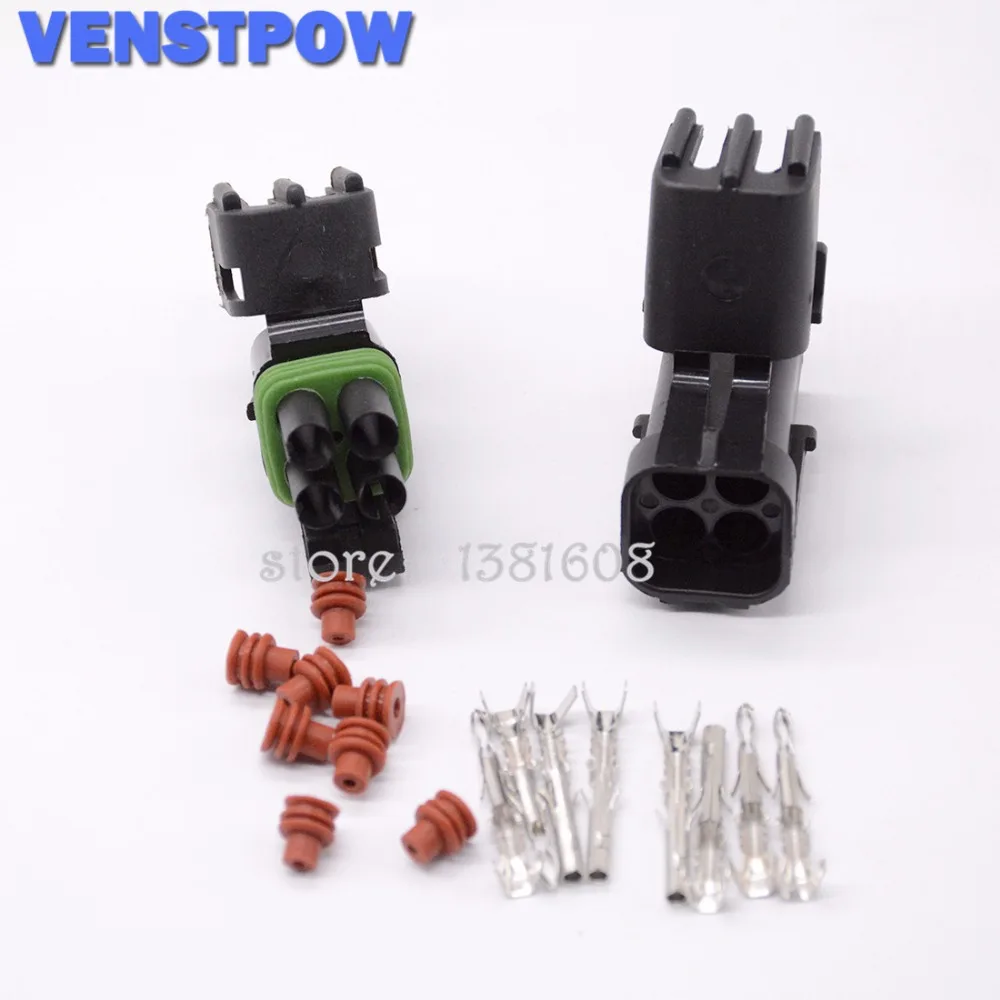 10 sets Female Male Weather Pack 1/2/3/4/6Pin Automobile Connector Plug Sealed Wiring Connectors Kit 18-14 GA | Автомобили и
