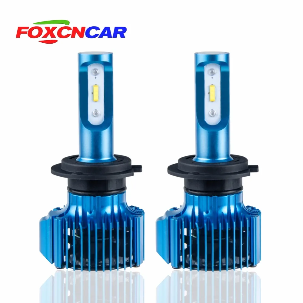 FOXCNCAR Авто 2 шт. H4 светодиодный H7 H11 H15 9006 HB4 H1 H3 24V 12 V Cob фаре De Voiture ампулы 72 W фары для