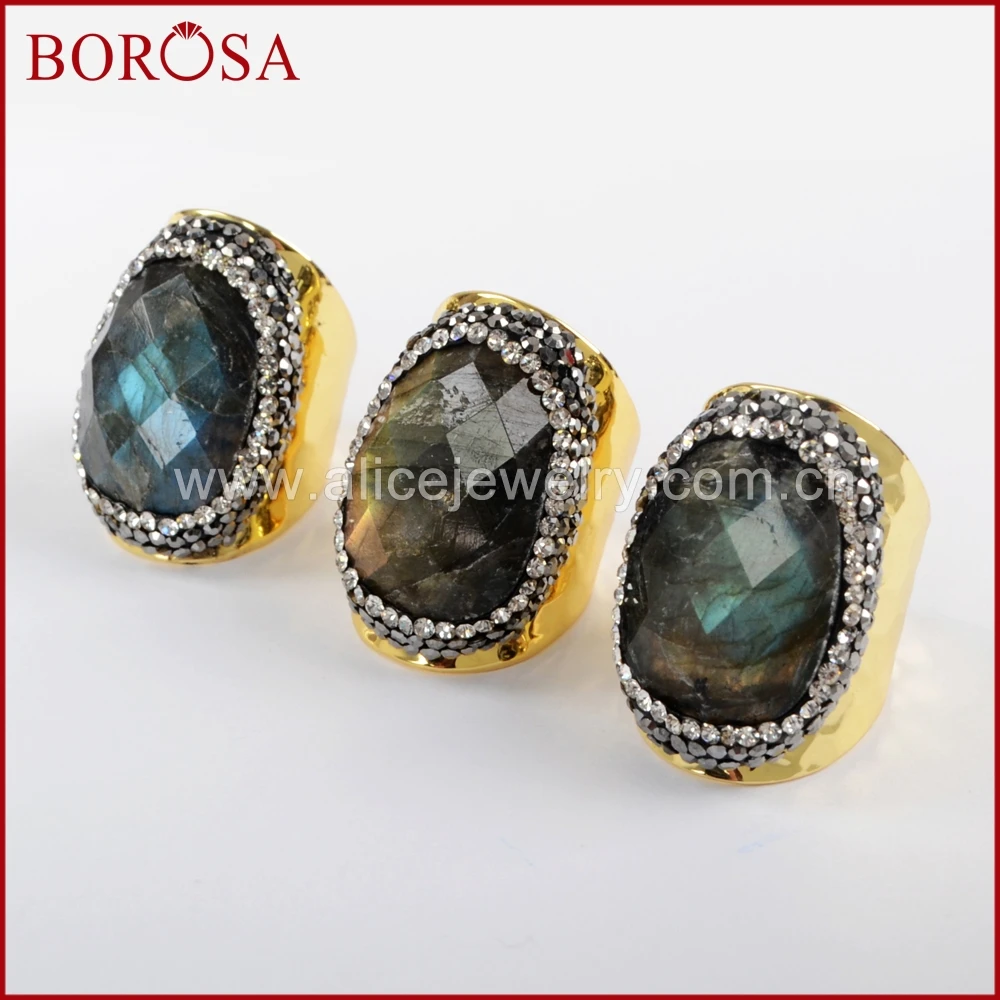 BOROSA дизайн 5 шт. Бесплатная доставка Стразы золотого цвета кольца паве CZ свобода