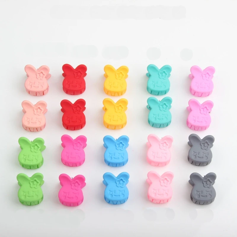20pcs 20 шт./компл. мультфильм Форма мини Заколки для волос мульти Карамельный цвет небольшой зажим для волос заколка со стразами для детей для девочек с рисунком «кроличьи уши», заколки для волос аксессуары для волос - Цвет: 20pcs
