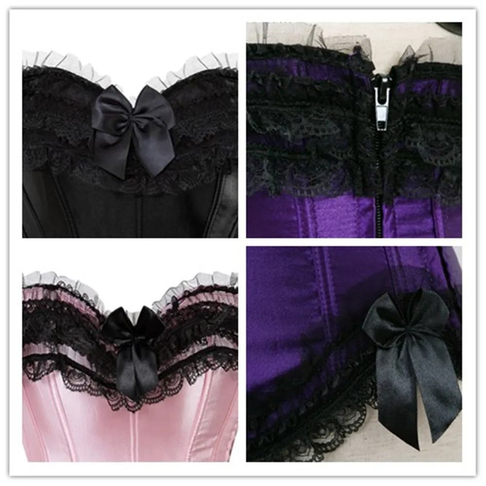 Для женщин на шнуровке атласная Overbust Корсеты и бюстье боди Топ размера плюс