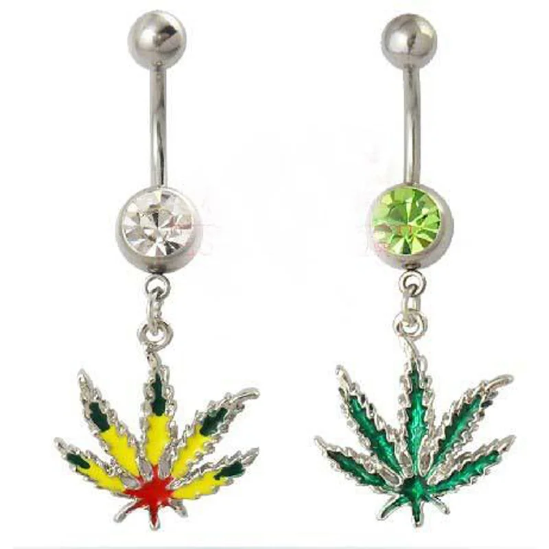 

New belly button rings navel environmental chicken feet leaves fashion leaf body fake nose piercing nombril jewelry safety steel