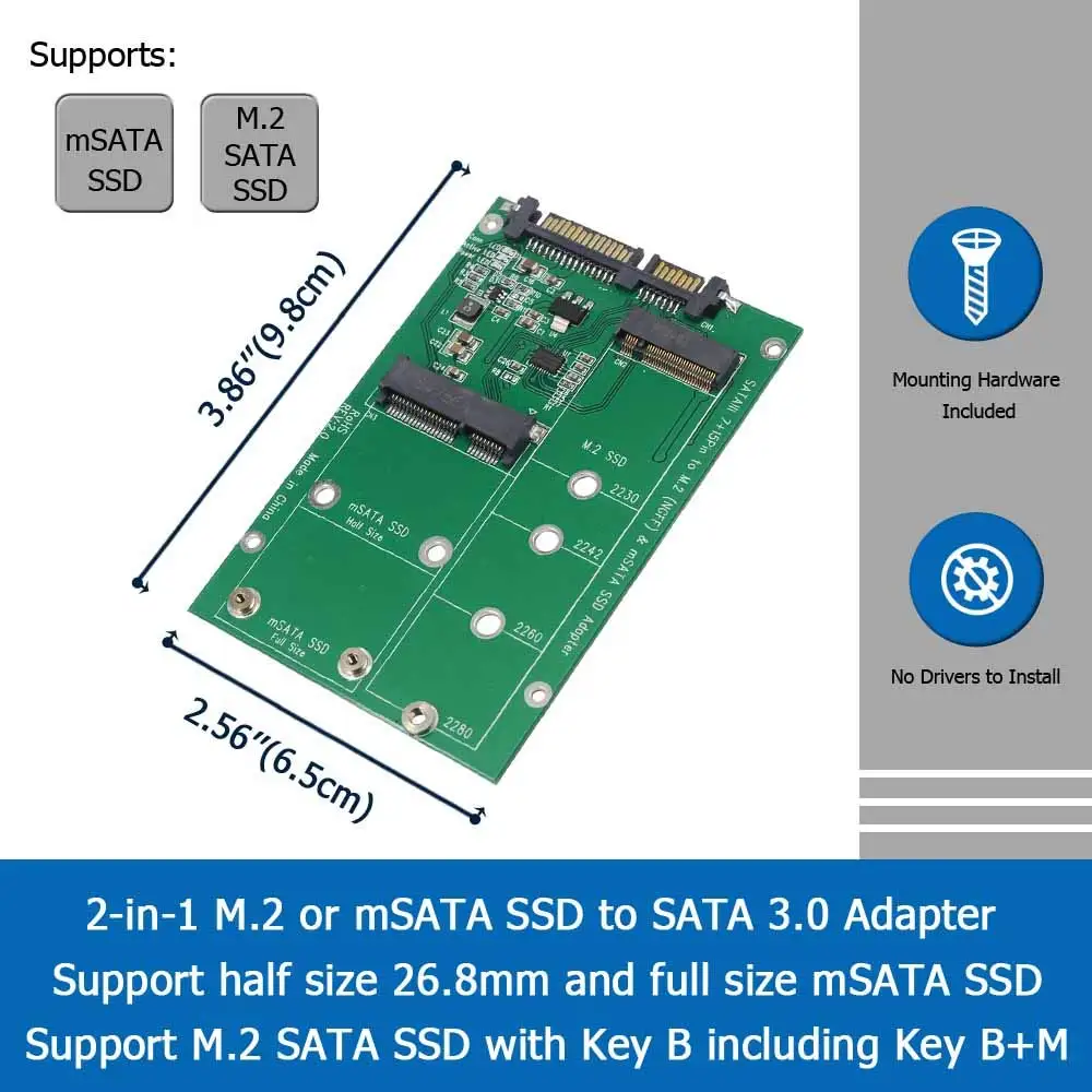 Карта-преобразователь NGFF mSATA SSD 2-в-1 с 3 5-дюймовым адаптером USB 2 5 SATA поддержкой