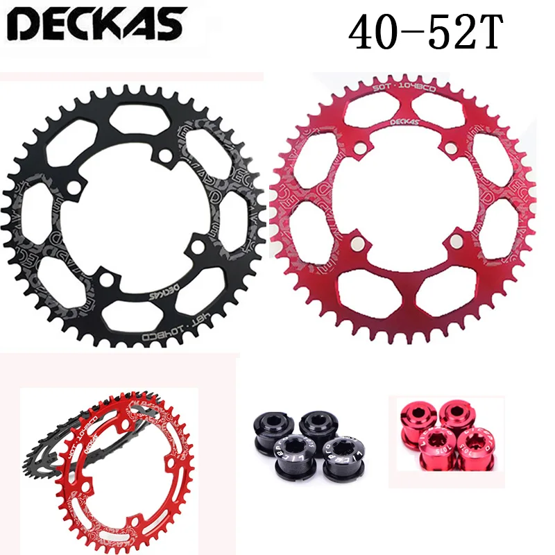 DECKAS MTB Chainring 104BCD горный шоссейный велосипед узкая широкая односкоростная велосипедная цепь черная/красная 40 T-52 T Chainwheel