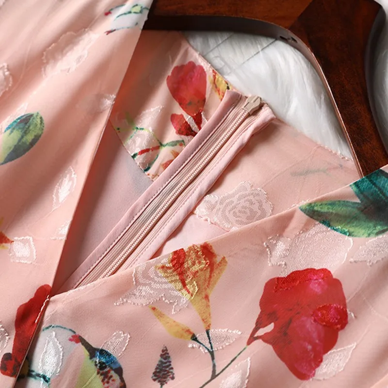 Женское длинное платье с цветочным принтом Boho плиссированное до середины икры