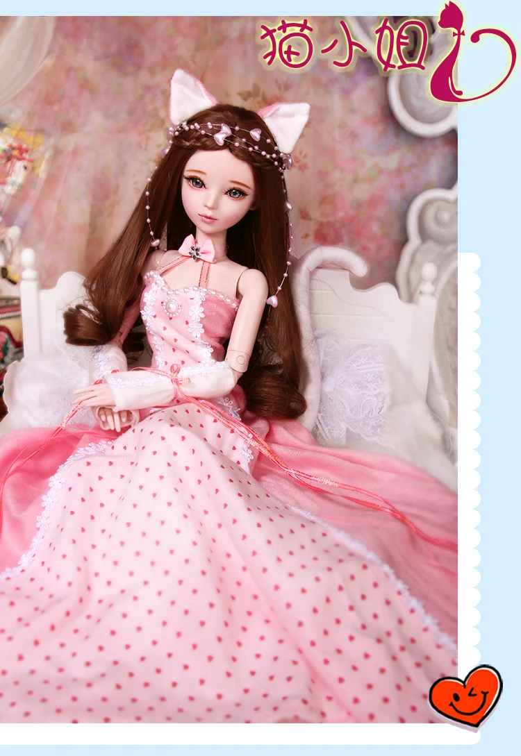60 см куклы Miss Cat, шарнирная Модная Кукла для девочек, ручная работа, Bjd кукла, 1/3, полный набор, игрушки для детей, девочек, подарок на день рождения