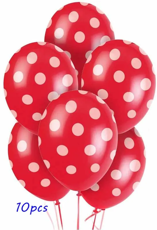10pcs red polka dot Гигантские 114 см воздушные шары в форме Микки, Минни мультфильм день рождения украшения гелиевые шары для детей день рождения Декор Классические игрушки - Цвет: 10pcs red polka dot