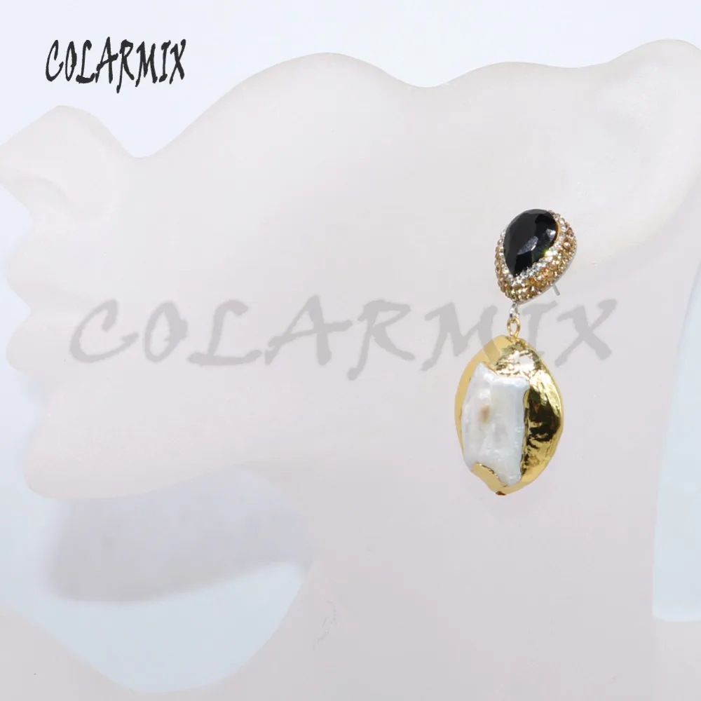 5 пар серьги из натурального жемчуга в форме свободной формы металлические