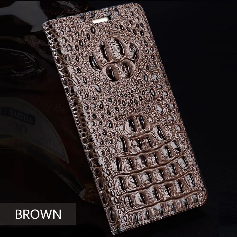 02-Deep brown Роскошный флип-чехол из натуральной кожи для HUAWEI Honor 7X, 3D чехол с текстурой крокодиловой задней панели, мягкий силиконовый Внутренний чехол для телефона - Цвет: 02-Deep brown