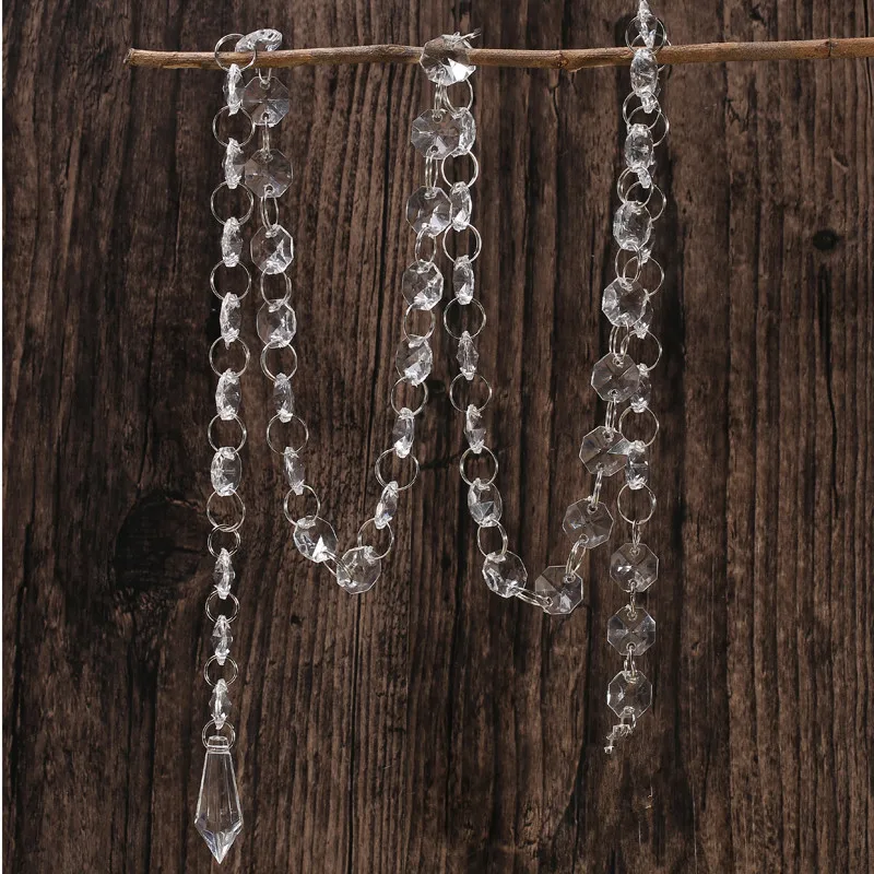 

40 Clear Octagon Beaded Garland Acrylic Crystal Chandelier Hanging Tall Wedding Centerpieces Party Decor