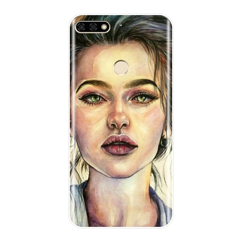 Задняя крышка для Huawei Honor 7 8 9 10 Lite 7S 7X 7A 7C Pro Art Girl мягкий силиконовый чехол телефона
