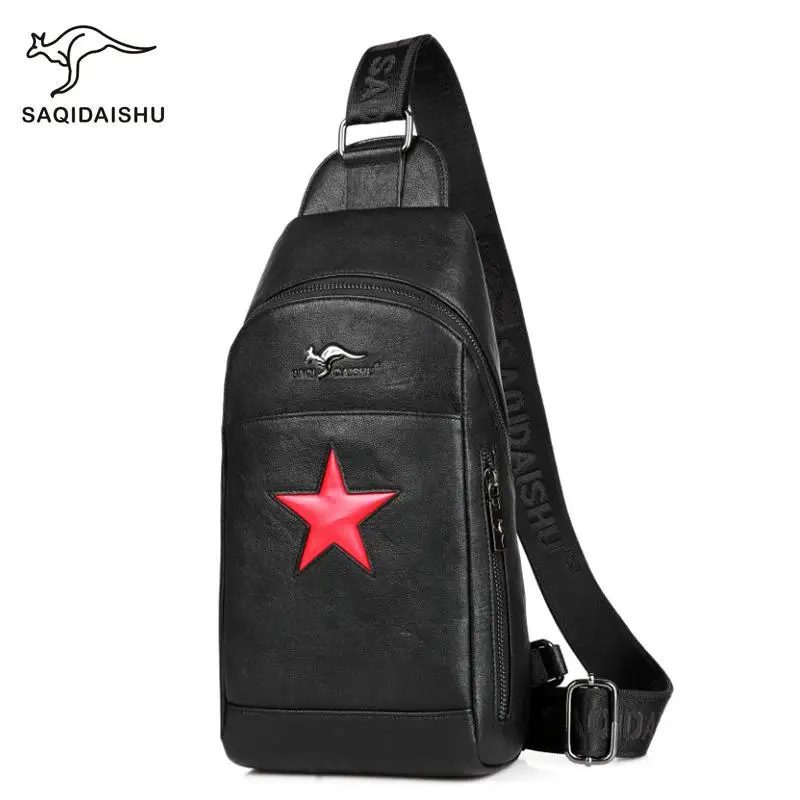 supreme bag umka men's bag over the shoulder USB men's waist bag Water Repellent Travel Messenger Bag pentacle handbag Male pack - Цвет: C