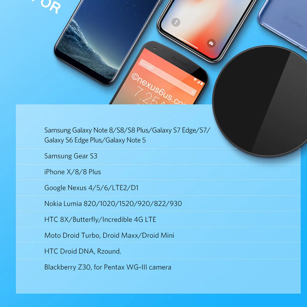 SMORSS ультра тонкий стандарт Qi Беспроводное быстрое зарядное устройство для iPhone X