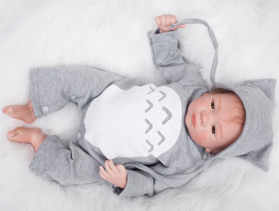 18 дюймов ручной работы Reborn Baby Dolls мальчик реалистичный младенец полный тела силикона с соской для детской поезд детский сад