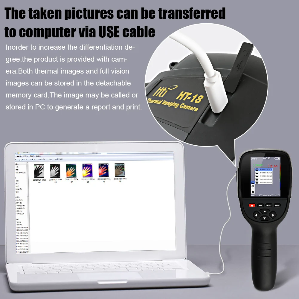 HT-18 ручной Тепловизор Инфракрасная камера с высоким разрешением ИК цифровой