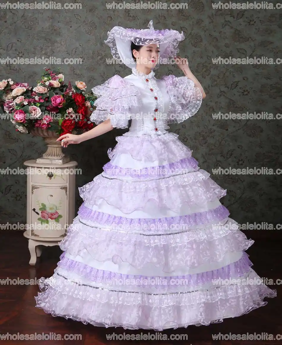 Фиолетовое кружевное маскарадное бальное платье вампира Южная красавица костюм