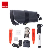 sahoo 21929 multi function 11 in 1 cycling bike bicycle repair tool kit set with saddle bag air pump tire maintenance tool