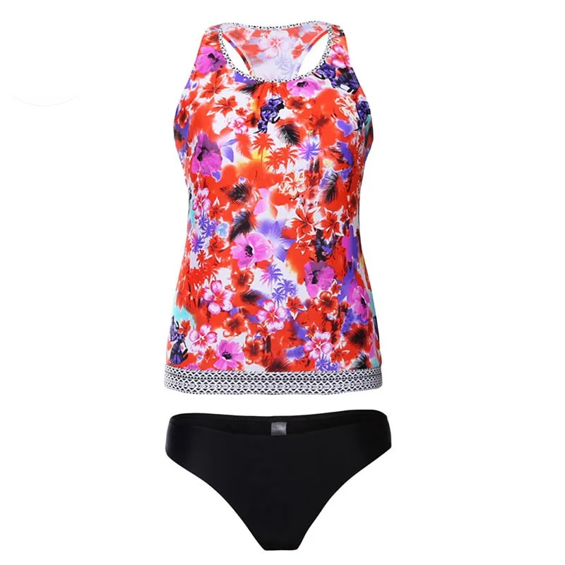Многоцветный Printed Tankini Жилет Купальник бразильский комплект бикини Купальники