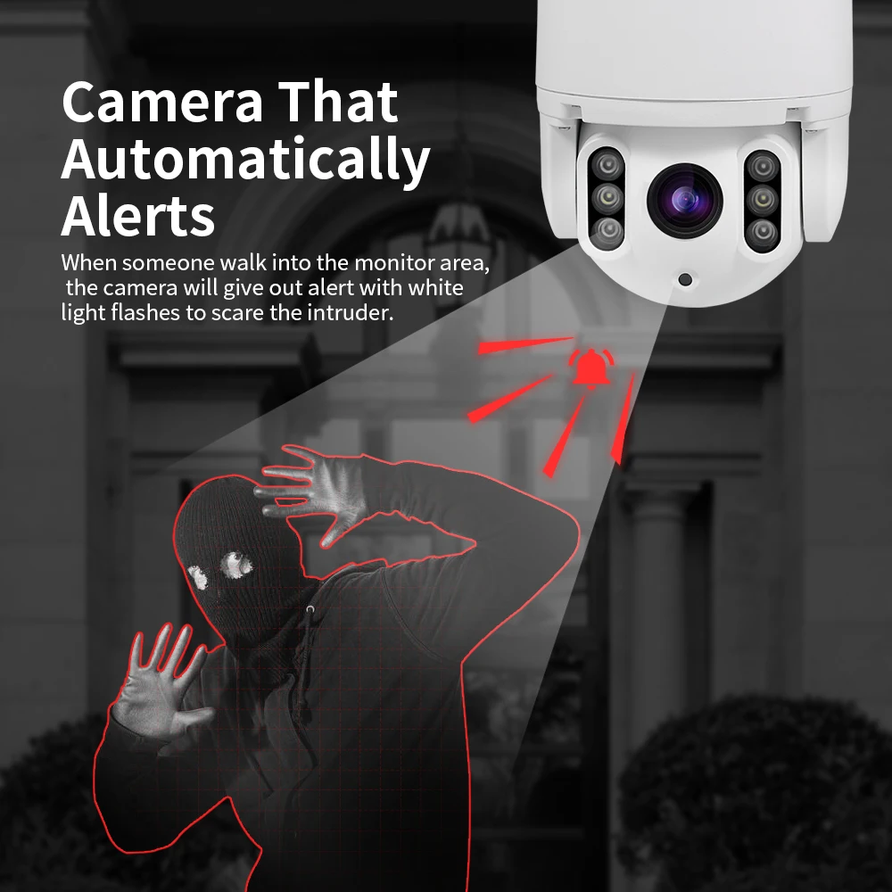 Наружная Wi Fi PTZ камера 1080P с корпусом из алюминиевого сплава IP безопасности