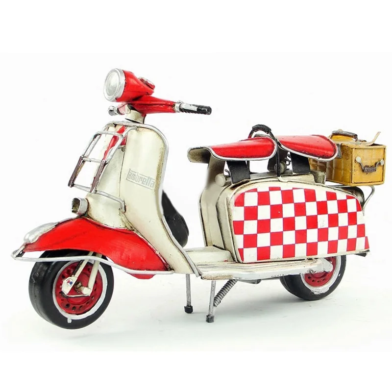 Vespa мини металлический мотоцикл модель ручной работы зеленый красный цвет