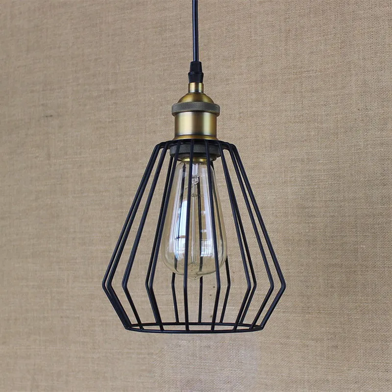 Металлическая металлическая проволочная Подвесная лампа для кухни/бара черного