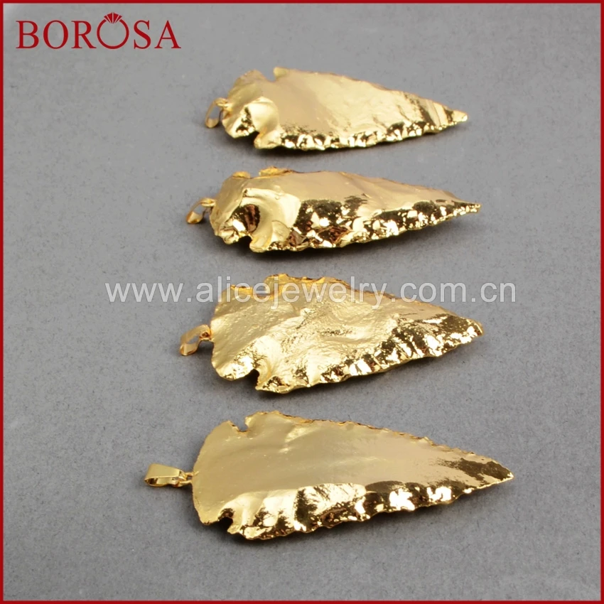 Распродажа BOROSA 5/10 шт. наконечник стрелы полный золотой цвет натуральные