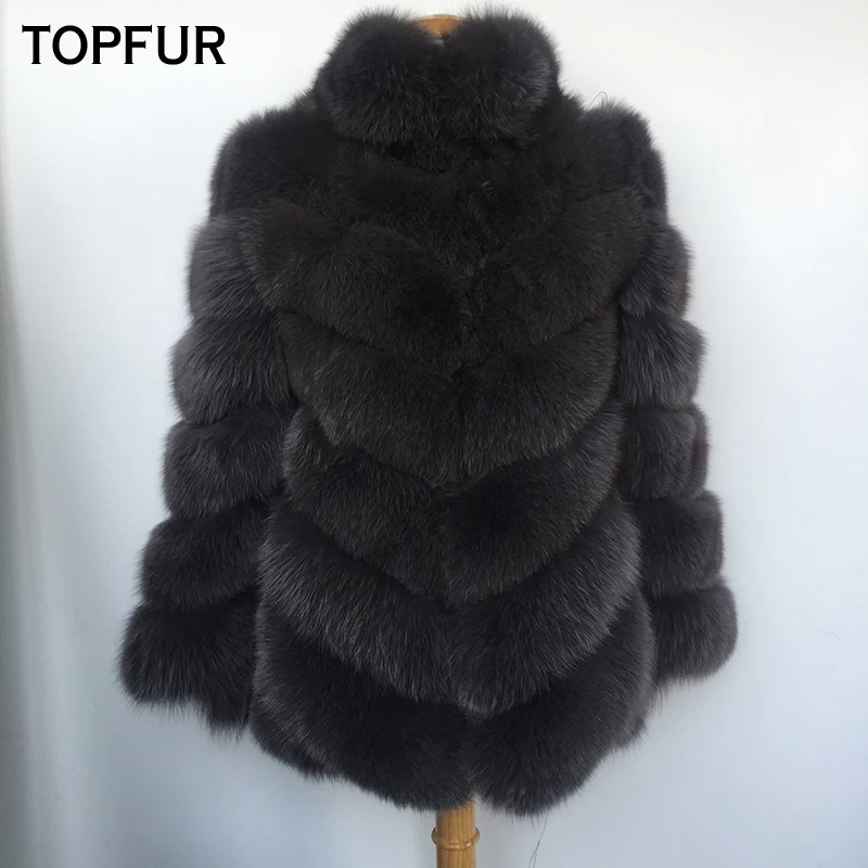 TOPFUR зимняя шуба с меховым воротником Соболь новинка 2018 из натурального Лисьего