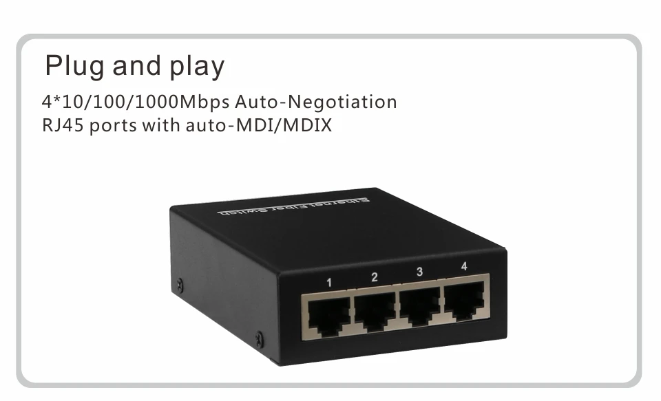 10/100 м Быстрый Ethernet-коммутатор Ethernet волоконно-оптический медиа конвертер одиночный режим 4* RJ45 UTP и 1* SC волокно Порты и разъёмы