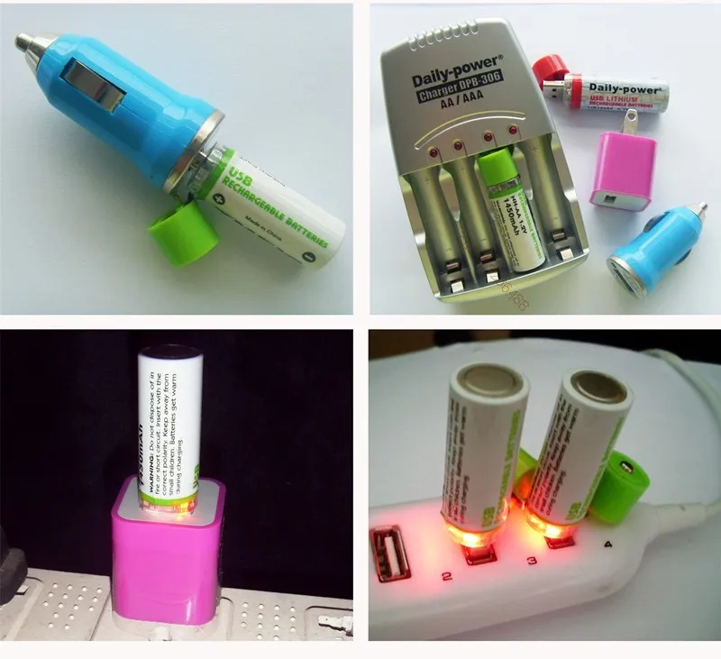 Лучшая цена за 2 шт. AA батареи Nimh 1 в 1450 мАч перезаряжаемые li-ion USB с цветной картой |