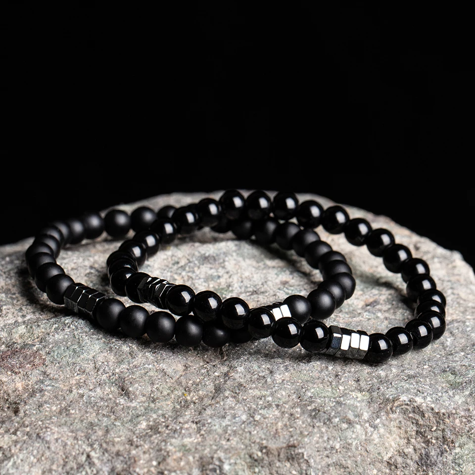 Новый тренд мужской натуральный камень beads бусины браслеты простой стиль черные