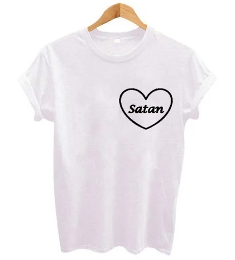 

Satan Shirt Satanic Shirt Satan Ringer Heart Pocket Letter Print Women Tshirts Cotton Casual Funny slogan fashion tees goth tops