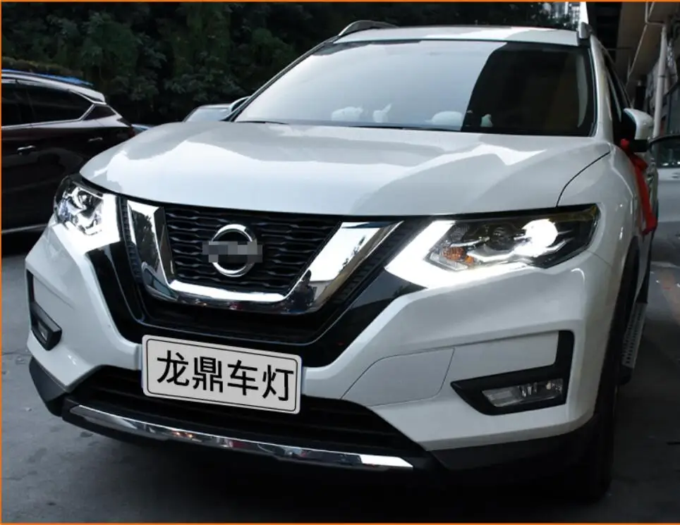 2pcs car Head light For X-Trail Rogue Headlights~/~2016year rogue headlight x trail xtrail DRL HI LO HID xenon