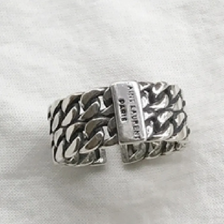 vintage silver Оксидированное кольцо с широким диапазоном, многослойное кольцо на цепочке, кольцо ручной работы, подарок подружки невесты, складывающаяся тощая полоса, минималистичное роскошное ювелирное изделие - Цвет основного камня: vintage silver