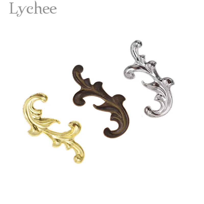 Lychee 100 шт латунные филигранные Цветочные ломтики золотого цвета серебристого