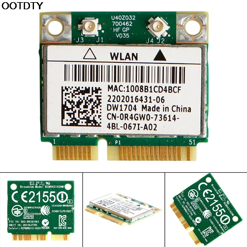 Беспроводная мини карта DW1704 R4GW0 BCM943142HM Wi Fi 300 Мбит/с Bluetooth 4 0 электронная