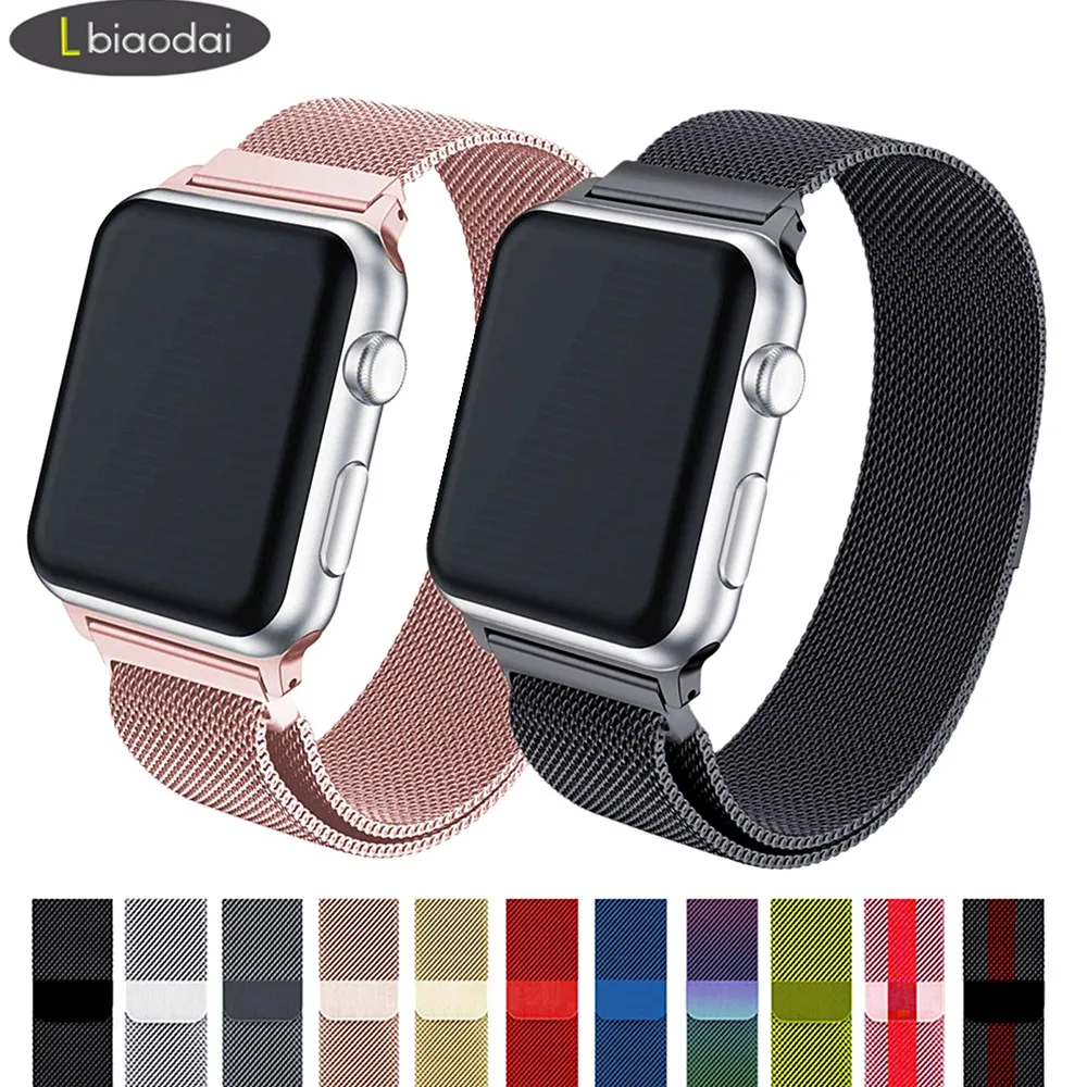 Миланская петля для Apple Watch band 42 мм/38 мм iwatch ремешок 44 мм/40 браслет из нержавеющей