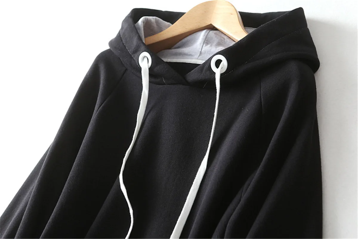 2018 Осень Зима для женщин с капюшоном длинным рукавом теплый флис Толстовка