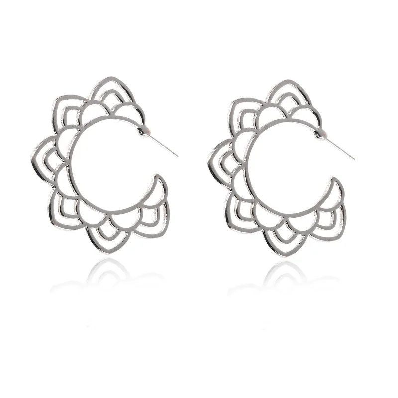 Simple Hollow Flower Stud Earrings for Women Fashion Gold Silver Color Petal Exquisite Best Gift Weddings Jewelry | Украшения и