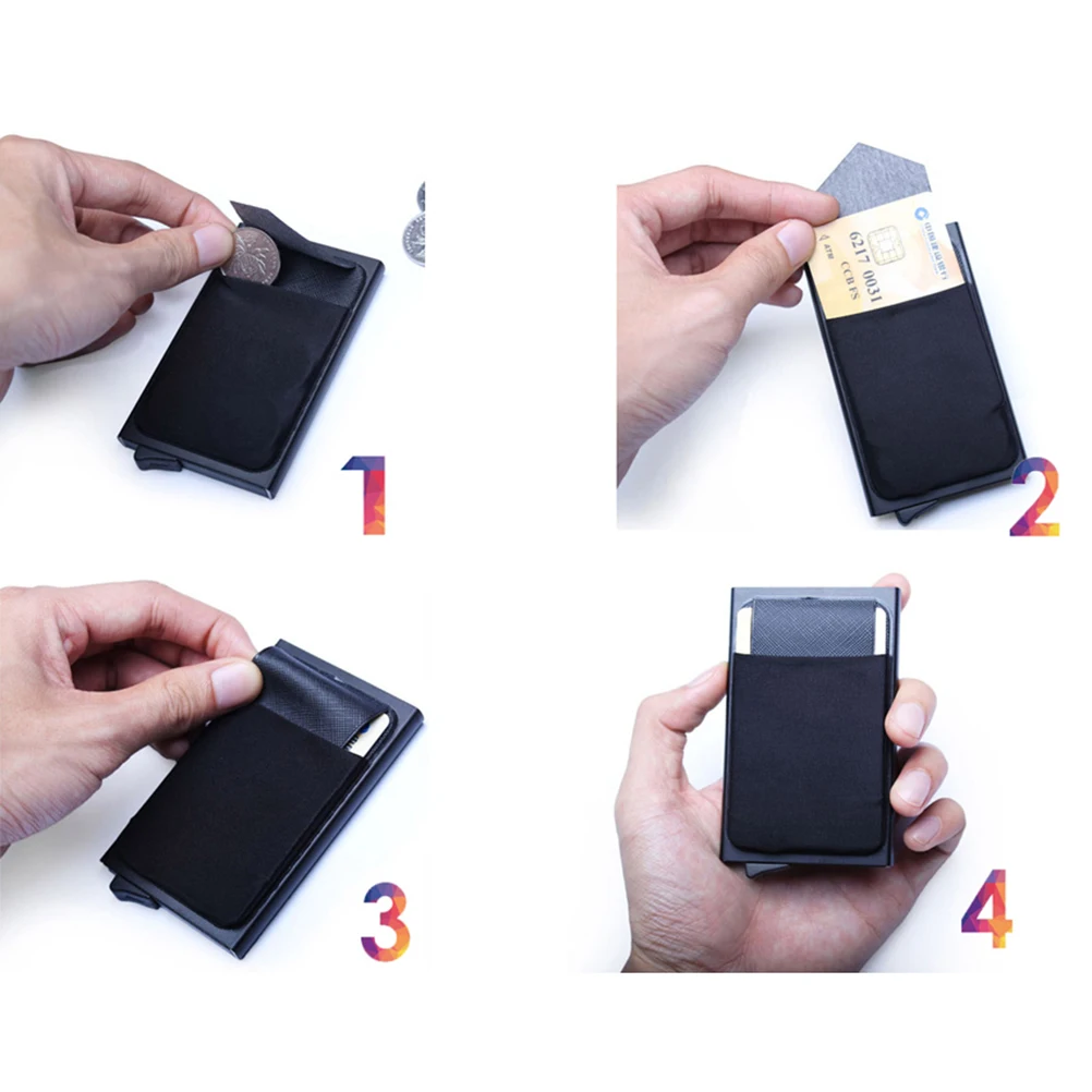 Унисекс Алюминиевый RFID блокирующий кошелек с задним карманом ID держатель для карт мини тонкий кошелек автоматический всплывающий кошелек для кредитных карт