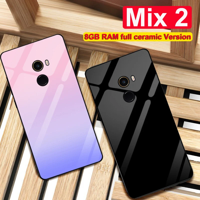 

For xiaomi mi Mix2 Mix 2 8GB RAM full ceramic Version Special case Mix 2 Special Gradient tempered glass phone cover casing 5.99
