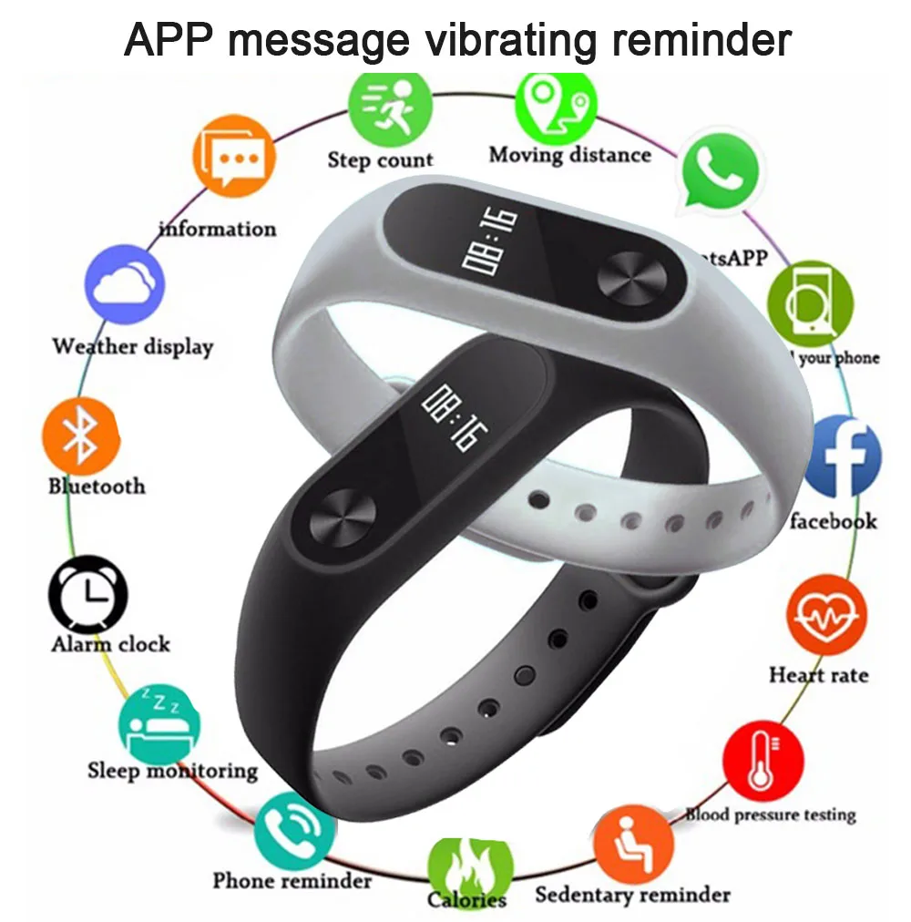 Smart Bracelet Bluetooth Waterproof Watch Heart Rate Monitor Fitness Sleep Tracker Sport Pedometer for Android IOS PK Mi Band 2 |