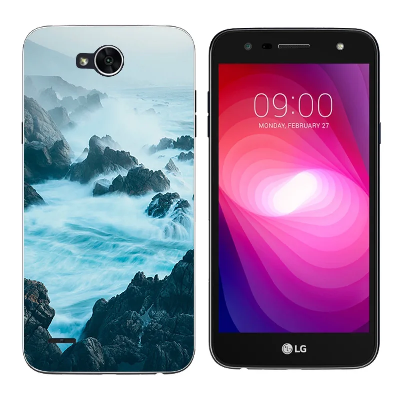 Силиконовый чехол для LG X Power 2 K10 с золотой печатью мягкий термополиуретановый
