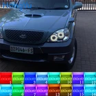 Новейшая фара многоцветная RGB светодиодный ангельские глазки гало кольцо глаз DRL RF пульт дистанционного управления для Hyundai Terracan 2001-2007 аксессуары
