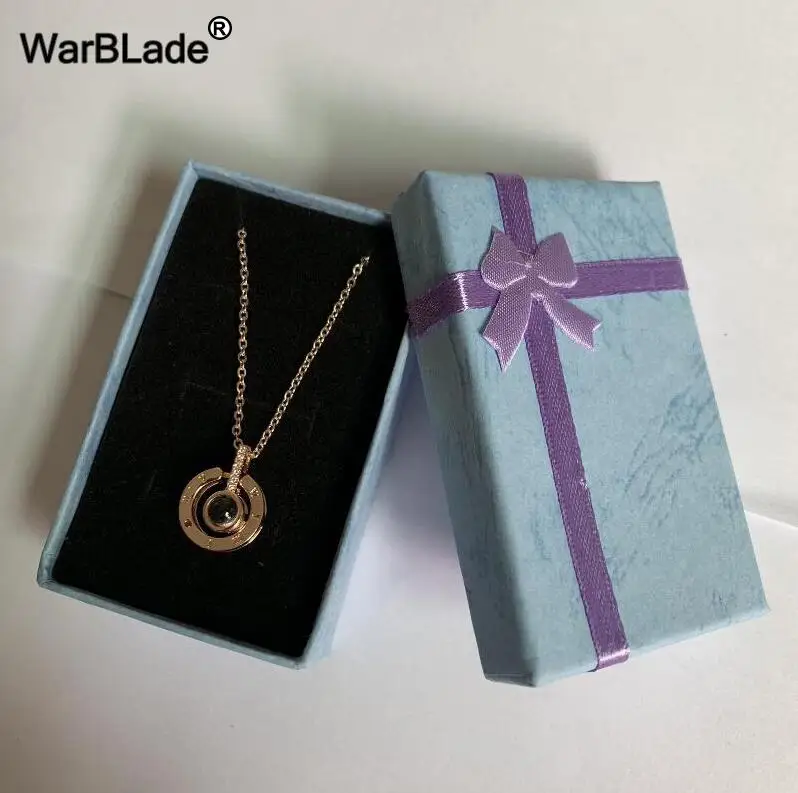only box Высокое качество, золото, серебро, 100 языков, Проецирование I love you, ожерелье, воспоминания о романтической любви, свадебное ожерелье для влюбленных - Окраска металла: only box