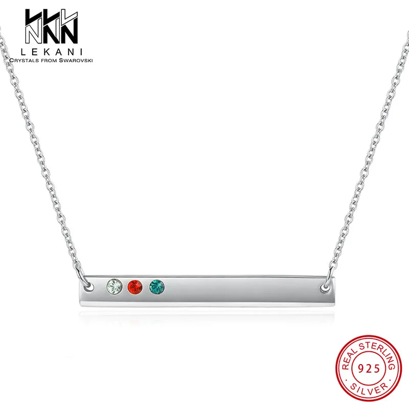 925 Sterling Silver Strip Necklace Colorful Crystal Form Swarovski Choker For Women Anniversary Fine Jewelry Simple Design Gifts | Украшения
