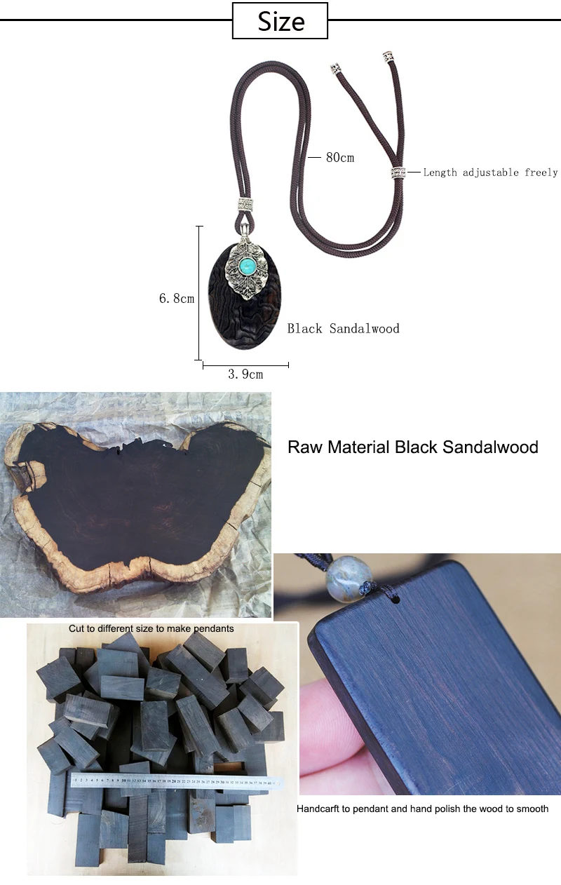 Yumfeel Brand Bohemia Vintage Necklaces Handmade Tibetan Carving Black Sandalwood Pendants& Necklaces Women Jewelry Long Gifts