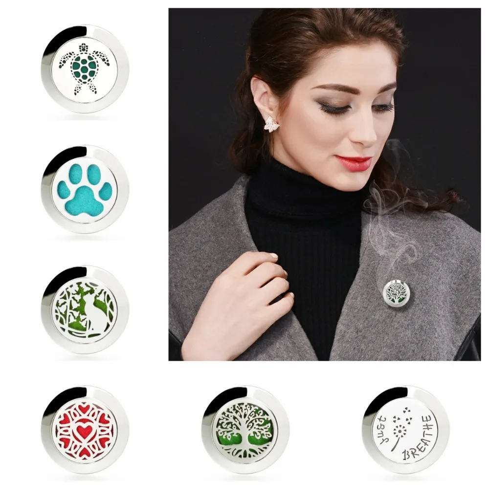 20mm Brooch Pin Clip Stainless Steel Magnetic Aromatherapy Perfume Essential Oil Diffuser Locket Free 10pads Women Kids Gift | Украшения и